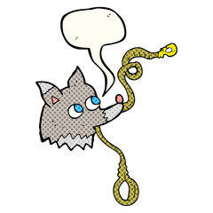 comic book speech bubble cartoon dog with leash