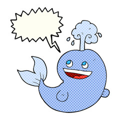 comic book speech bubble cartoon whale spouting water