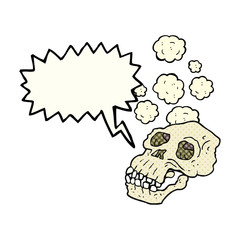 comic book speech bubble cartoon ancient skull