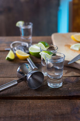 Vodka drinks with lemon and lime