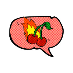 comic book speech bubble cartoon flaming cherries