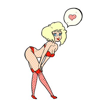 comic book speech bubble cartoon pin up girl putting on stocking