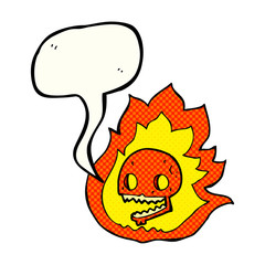 comic book speech bubble cartoon burning skull