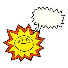 happy comic book speech bubble cartoon sun
