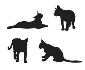 Set of cats Silhouettes isolated on a white background.