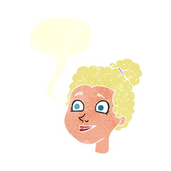 retro speech bubble cartoon female face