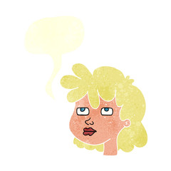 retro speech bubble cartoon female face