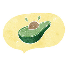 retro speech bubble cartoon avocado
