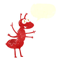 retro speech bubble cartoon ant