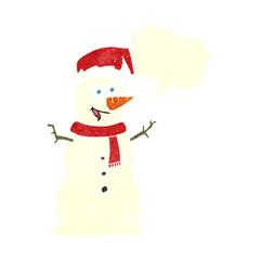 retro speech bubble cartoon snowman
