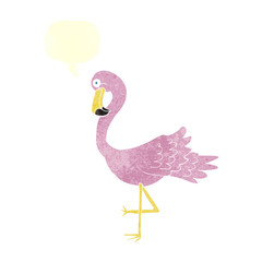 retro speech bubble cartoon flamingo