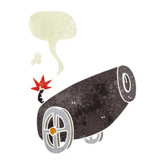 retro speech bubble cartoon cannon