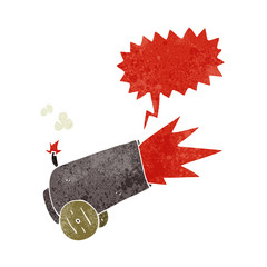 retro speech bubble cartoon cannon firing