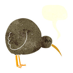 retro speech bubble cartoon kiwi bird