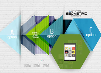 Abstract info banner with options, geometric paper style