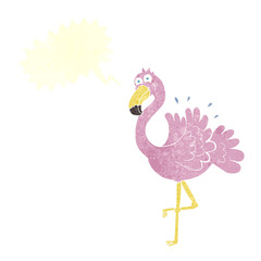 Fototapeta premium retro speech bubble cartoon flamingo