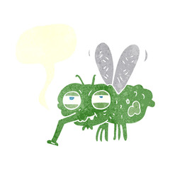 retro speech bubble cartoon fly