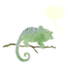 retro speech bubble cartoon chameleon