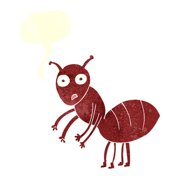 retro speech bubble cartoon ant