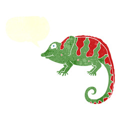 retro speech bubble cartoon chameleon