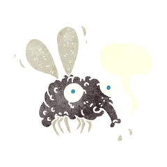 retro speech bubble cartoon fly