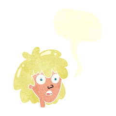 retro speech bubble cartoon female face