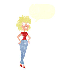 retro speech bubble cartoon surprised woman