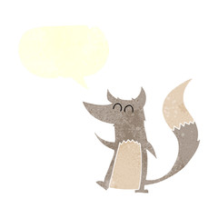 retro speech bubble cartoon little wolf