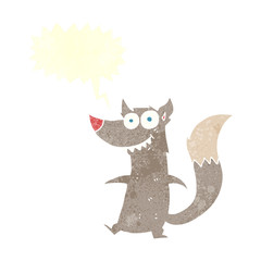 retro speech bubble cartoon little wolf