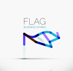 Logo flag, abstract linear geometric business icon