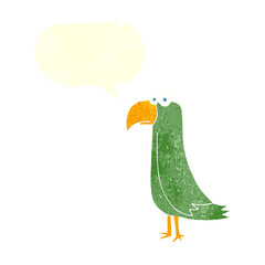 retro speech bubble cartoon parrot