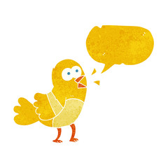 retro speech bubble cartoon bird