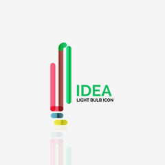 Logo, vector light bulb abstract linear geometric business icon. Idea concept