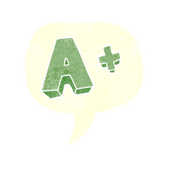 retro speech bubble cartoon A grade symbol