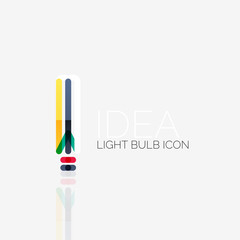 Logo, vector light bulb abstract linear geometric business icon. Idea concept