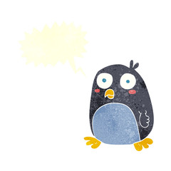 retro speech bubble cartoon penguin