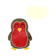 retro speech bubble cartoon christmas robin