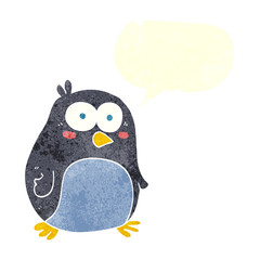 retro speech bubble cartoon penguin