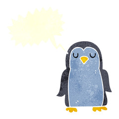 retro speech bubble cartoon penguin