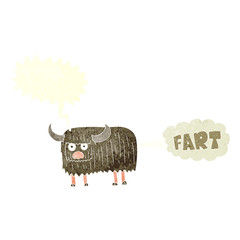 retro speech bubble cartoon hairy cow farting