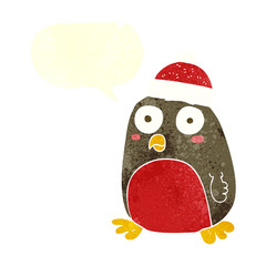 retro speech bubble cartoon christmas robin