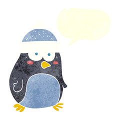 retro speech bubble cartoon penguin