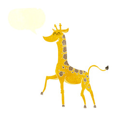 retro speech bubble cartoon giraffe