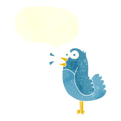retro speech bubble cartoon bird