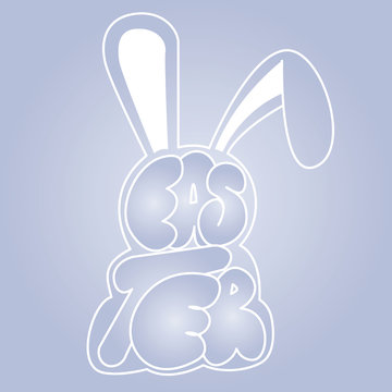 Vector - Happy Easter Rabbit Bunny on Background