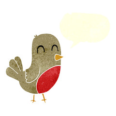 retro speech bubble cartoon robin