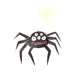 retro speech bubble cartoon spider