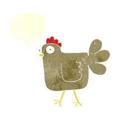 retro speech bubble cartoon chicken