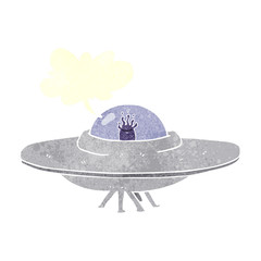 retro speech bubble cartoon flying saucer