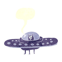 retro speech bubble cartoon flying saucer